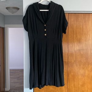 Hell Bunny Womens Dress | Black Swing Dress Buttons Plus Size Biker Girl